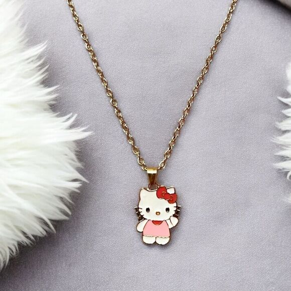 Pink Hello Kitty Gold Tone Necklace - Picture 1 of 1